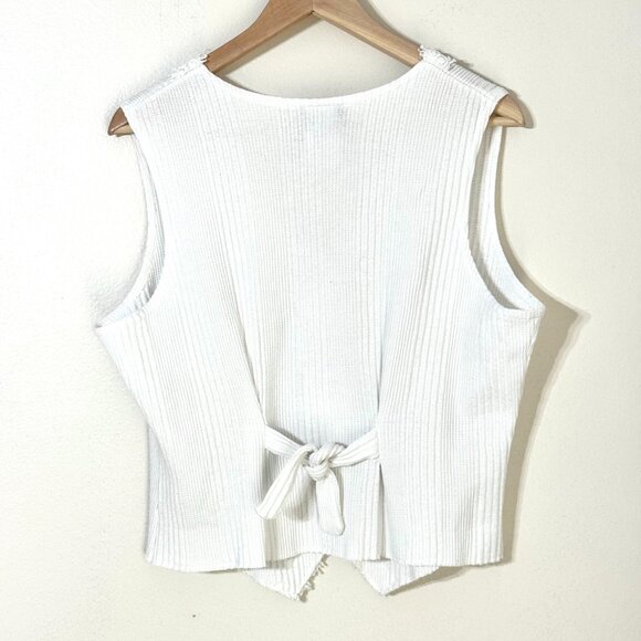 Vtg 90s Sweater Vest Sz L Lace Flowers Ribbed Embellished Grannycore Cottagecore - Picture 4 of 11